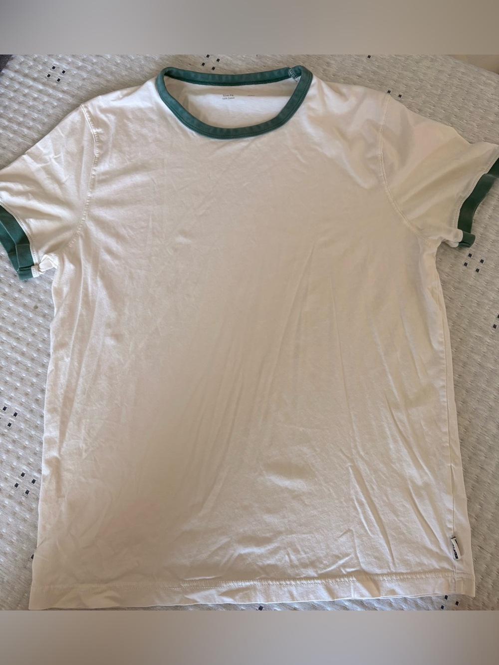 Hollister White Short Sleeve Tee with Green Trim